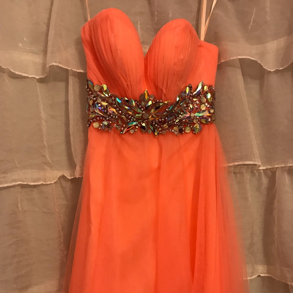 coral pink homecoming dress